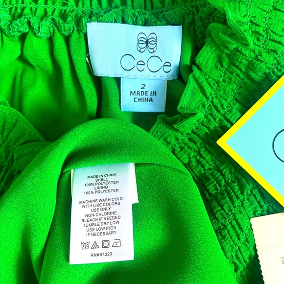 Cece Size 2 Lush Green Mini Dress small Off shoulders - Picture 7 of 7